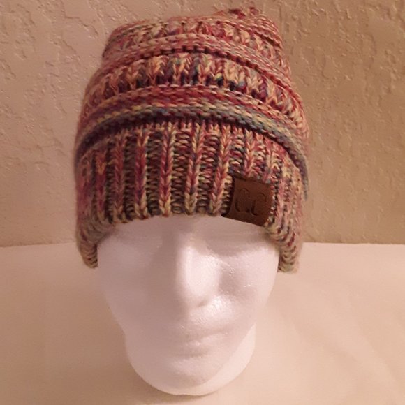 C C Exclusives Multicolor Diagonal Stitch Beanie Cap - Picture 1 of 6